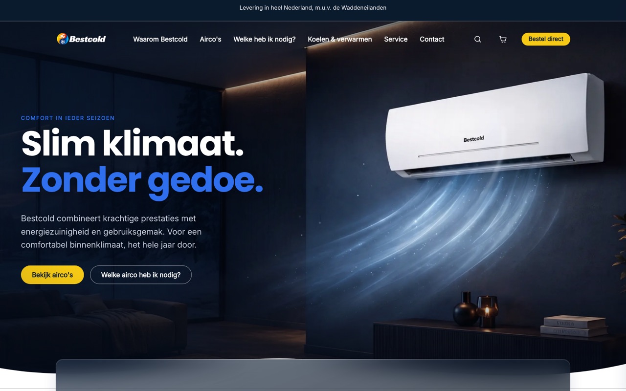 Ontwerp van de Bestcold webshop voor airconditioning